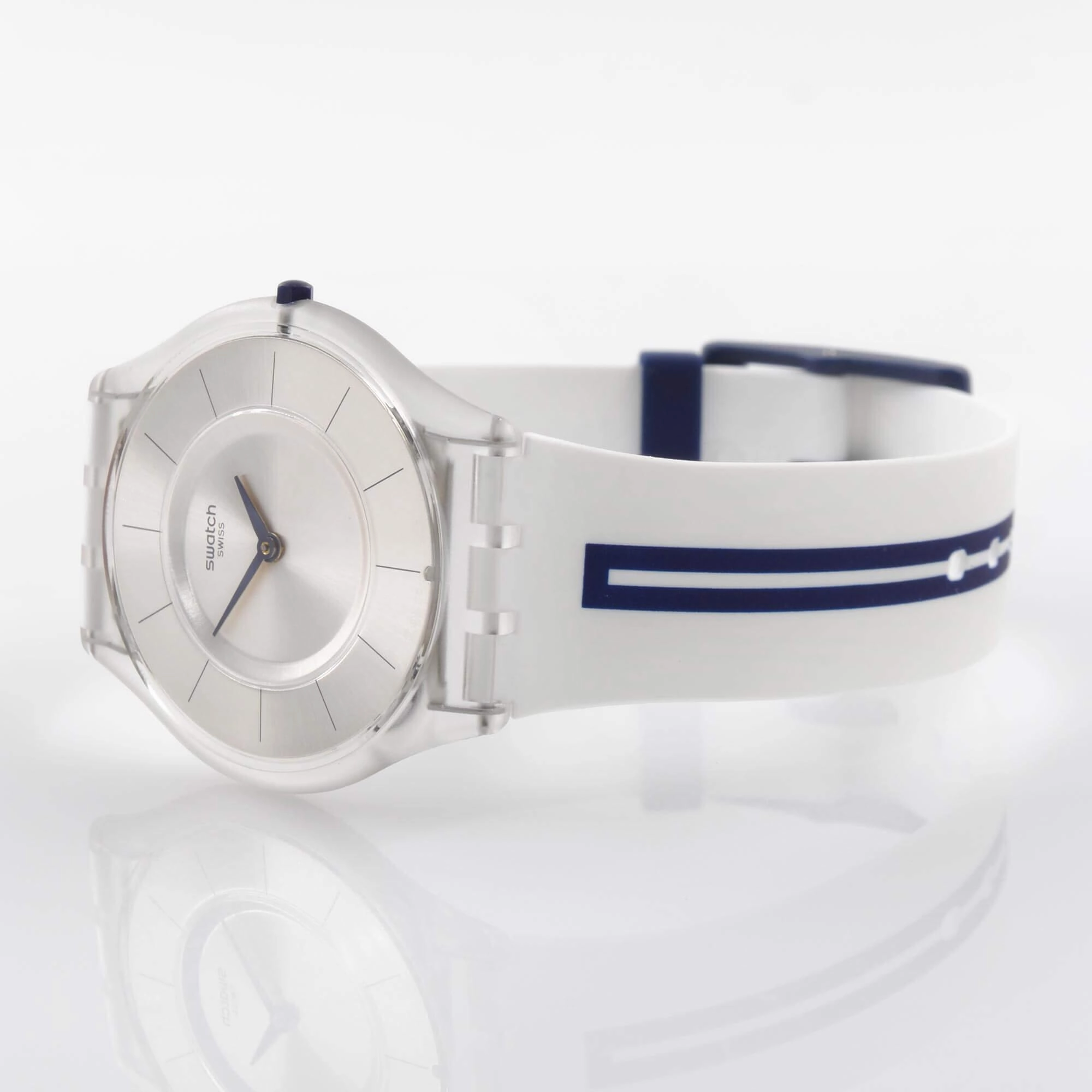 Swatch Women's Watch - Time to Swatch Mediolino Silver Dial Rubber Strap | SFE112
