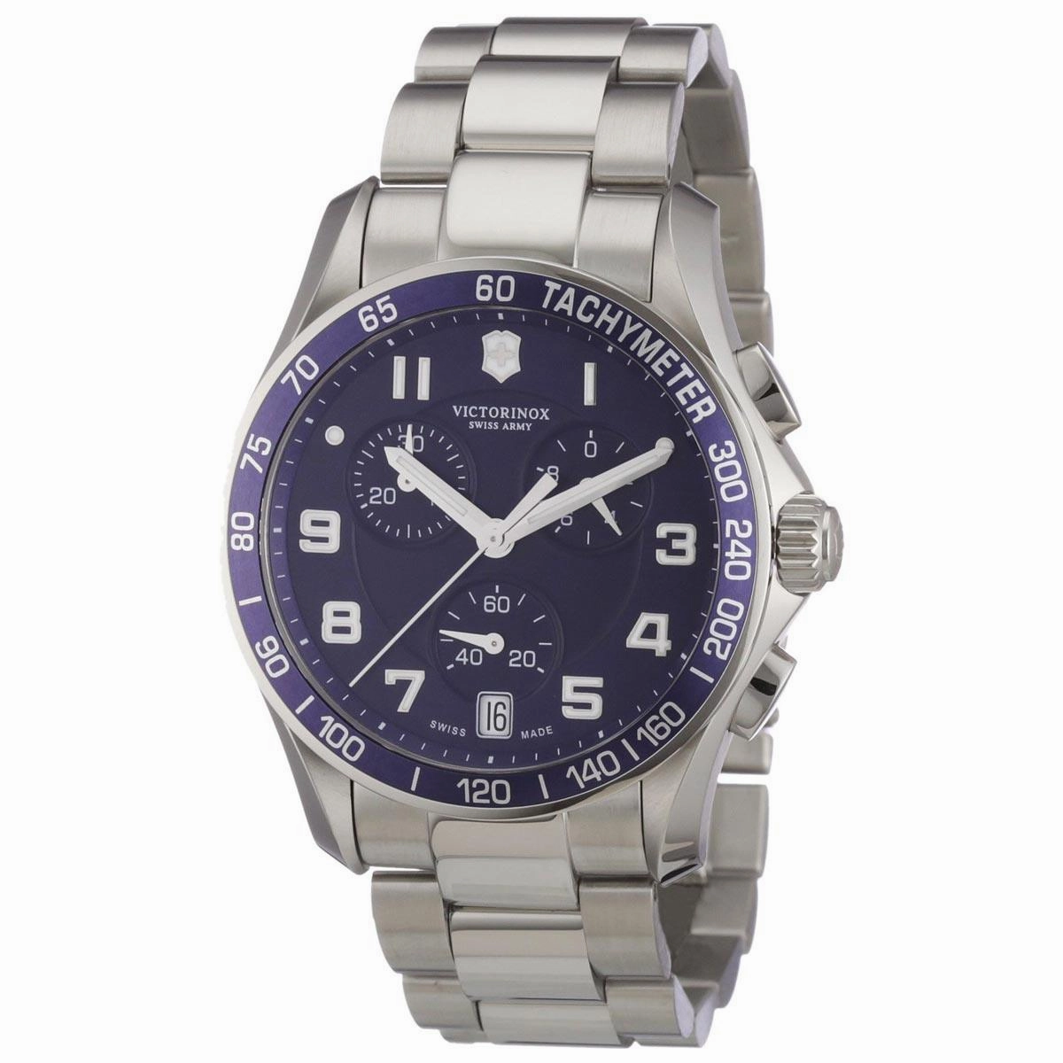 Swiss Army 241497 Men's Classic Chronograph Blue Dial Steel Bracelet Watch