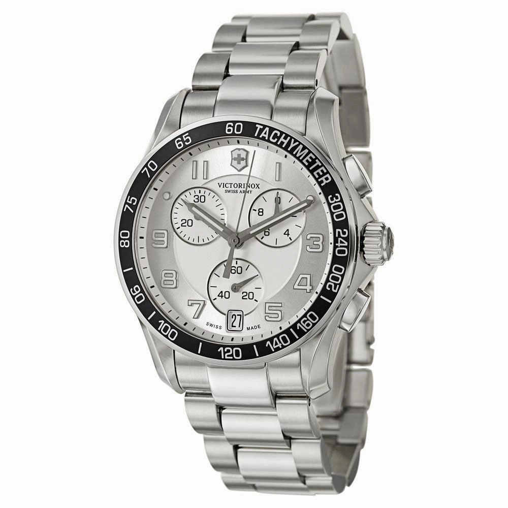 Swiss Army 249035 Men's Chrono Classic Silver Dial Stainless Steel Bracelet Watch