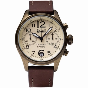 Szanto Men's Chronograph Watch - Desert Sands Ivory Dial Antique Gold Case | SZ 4553