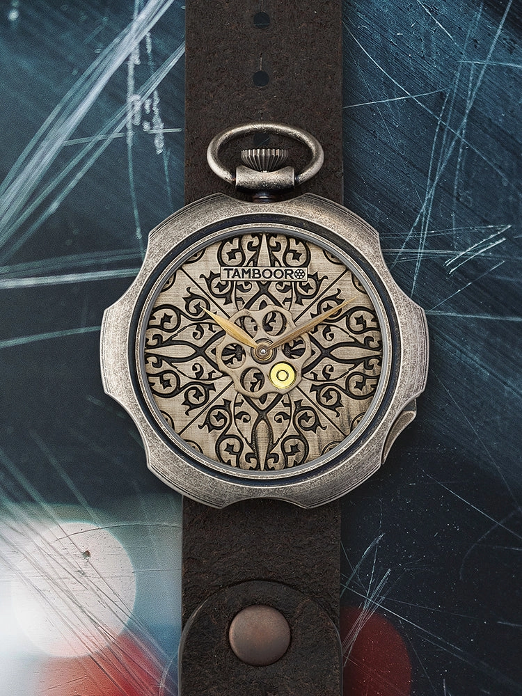 TAMBOORO Mens watch - TATTOO - DIRTY SILVER - TB-101-SL-SL-CP