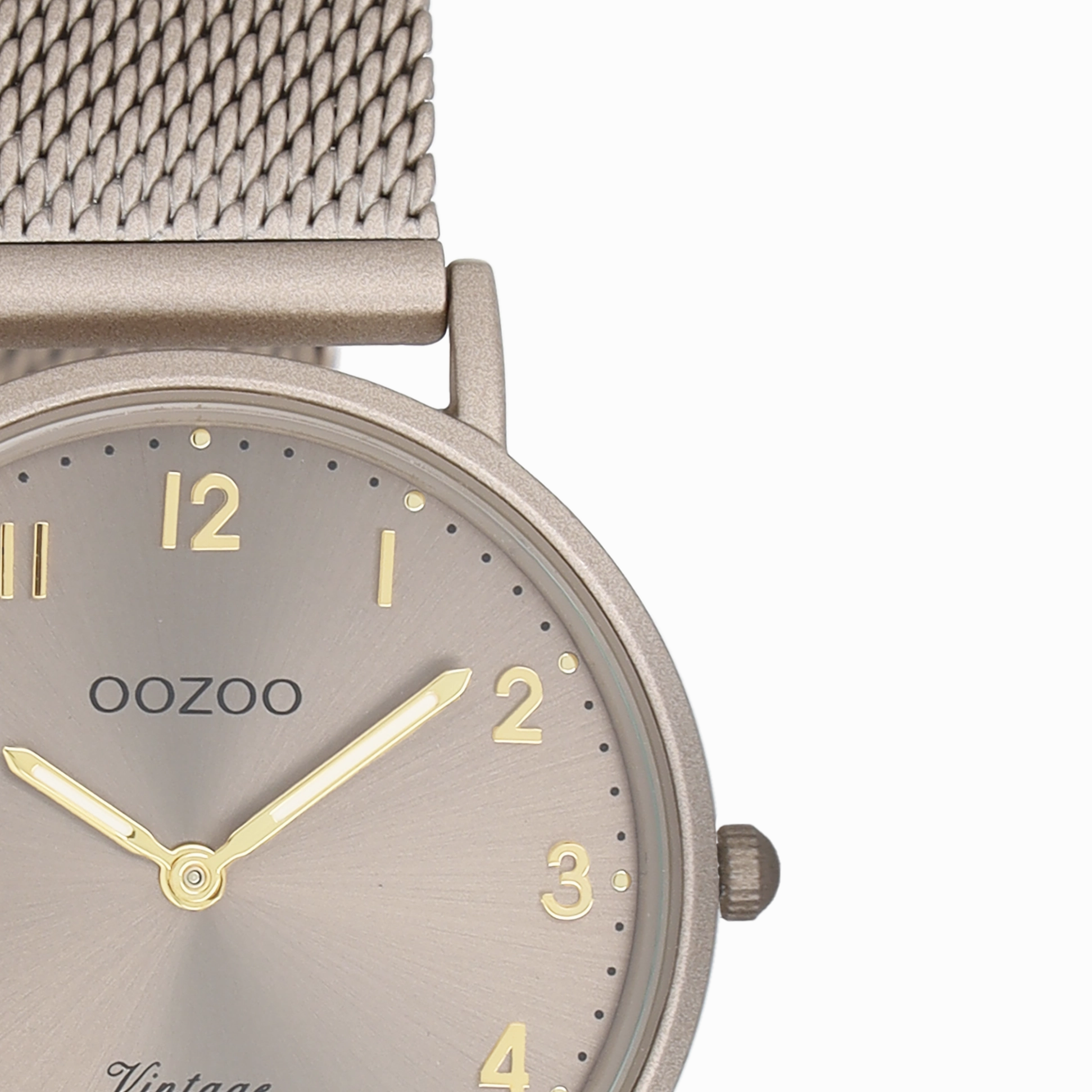 Taupe OOZOO watch with metal mesh bracelet - C20382