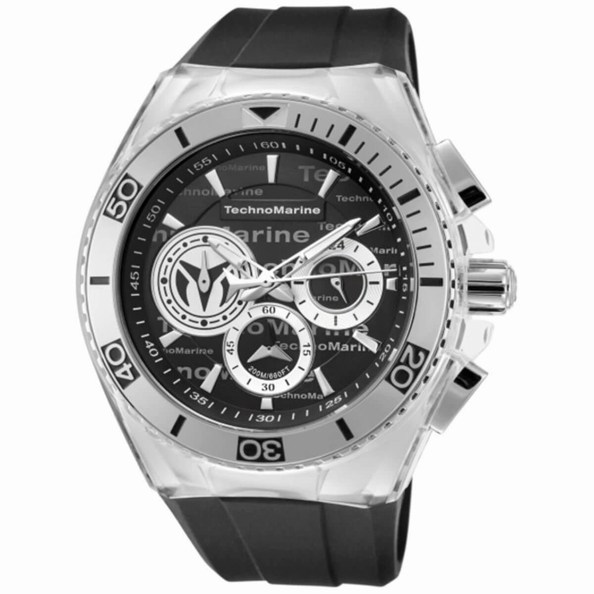Technomarine Men's Chrono Watch - Cruise Black Dial Rubber Strap | TM-118119