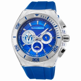 Technomarine Men's Chrono Watch - Cruise Blue and Grey Dial Rubber Strap | TM-118121