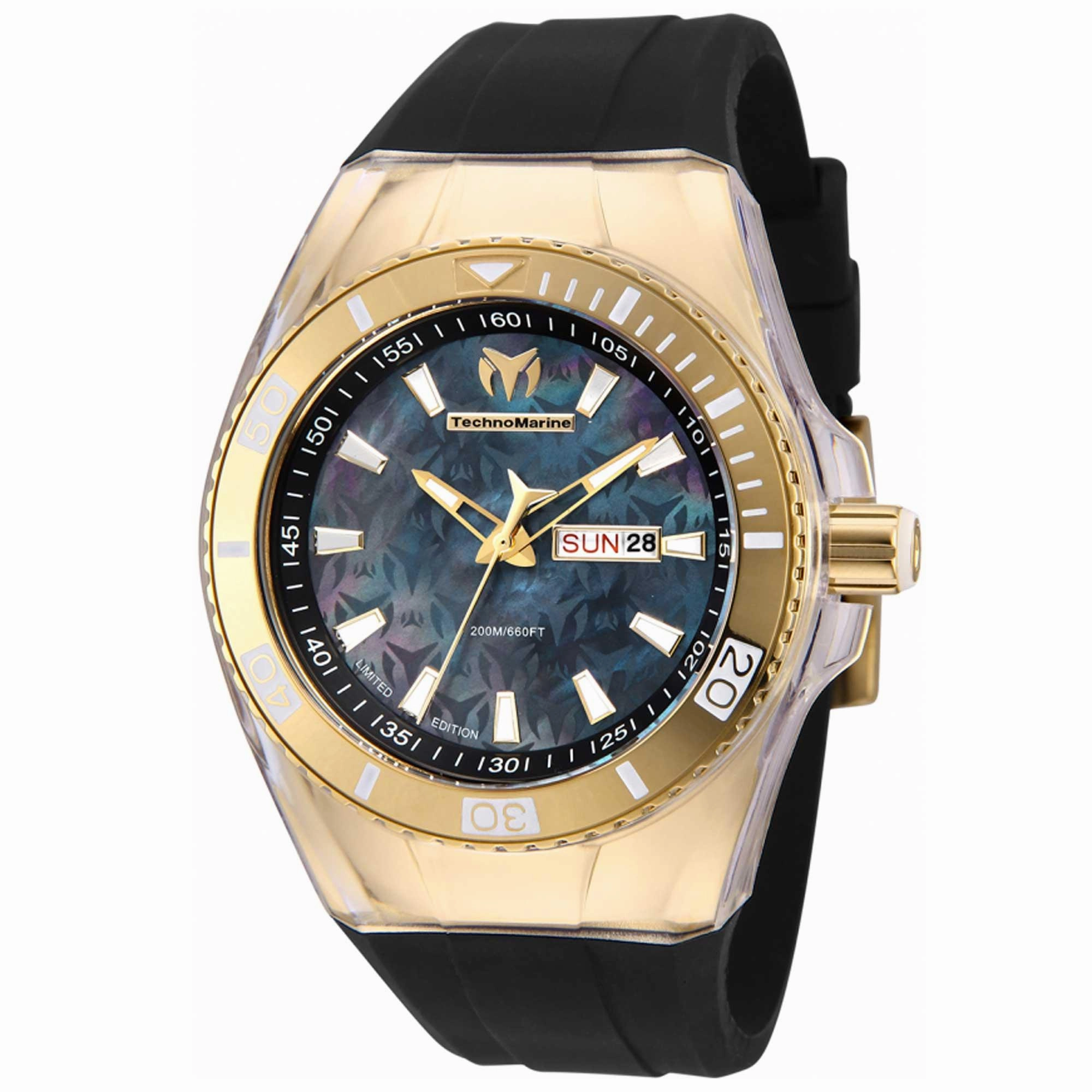 Technomarine Men's Quartz Watch - Cruise Monogram Black Dial Rubber Strap | TM-115374