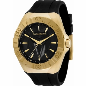 Technomarine Men's Quartz Watch - Cruise Yellow Gold Case Black Strap | TM-120008