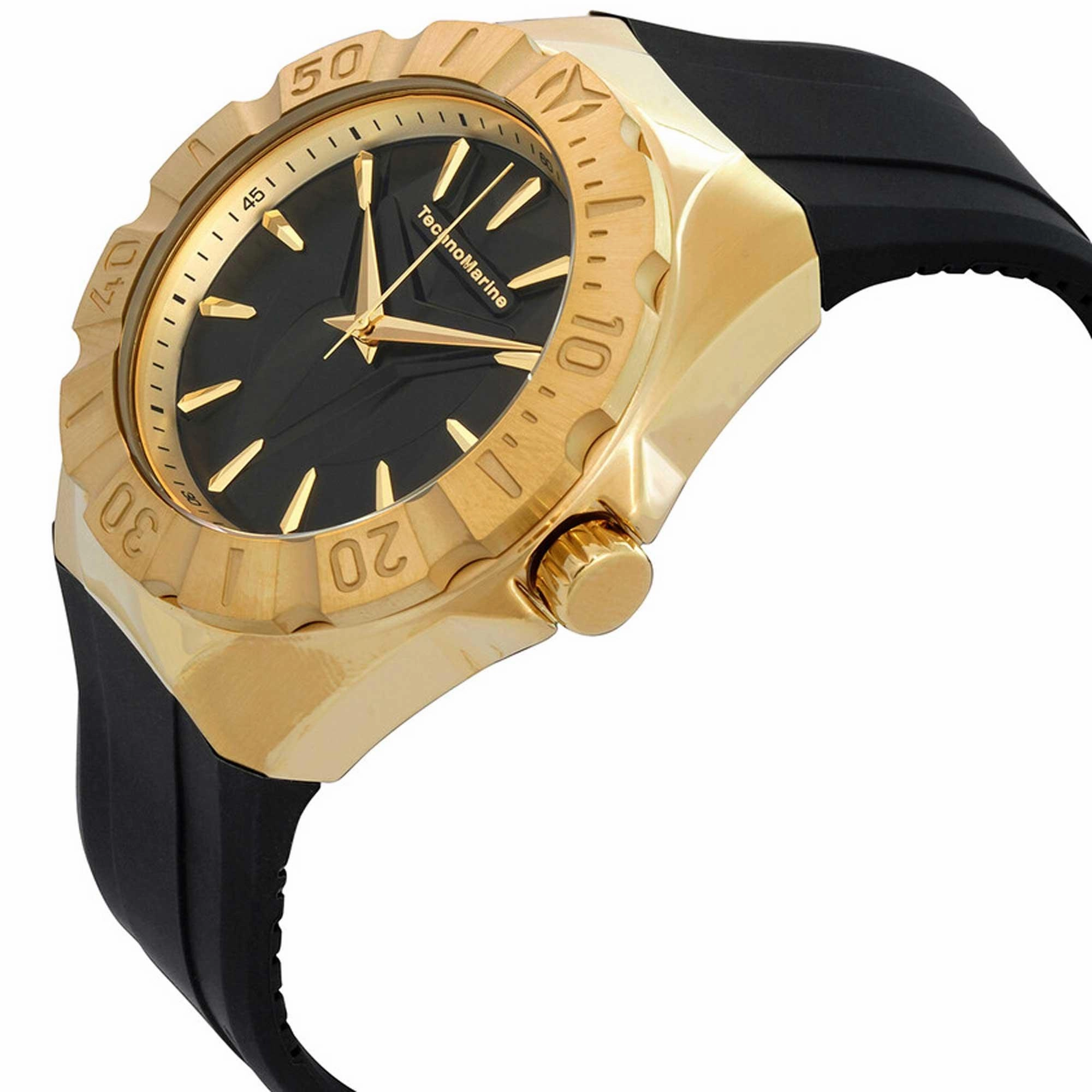 Technomarine Men's Quartz Watch - Cruise Yellow Gold Case Black Strap | TM-120008