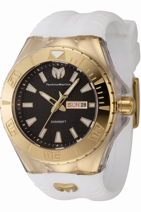 Technomarine Men's Watch - Cruise Monogram Quartz Black Dial White Strap | TM-122013