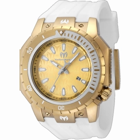 Technomarine Men's Watch - Manta Sea Gold Dial White Silicone Strap Date | TM-224009