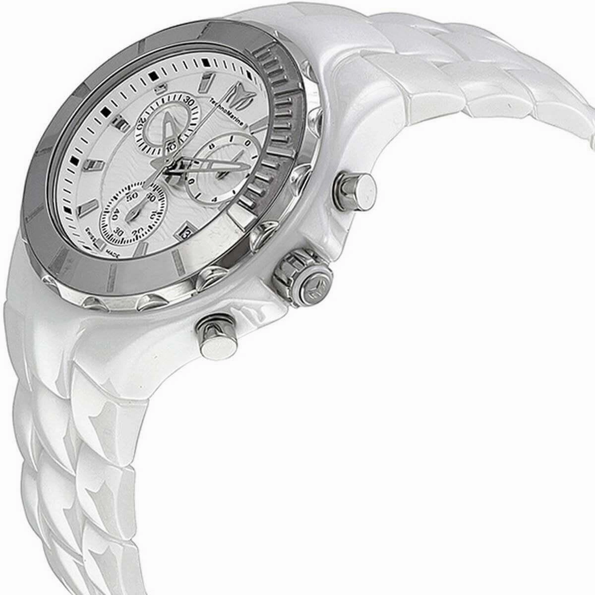 Technomarine Women's Chrono Watch - Cruise White Dial Ceramic Bracelet | TM-110030C