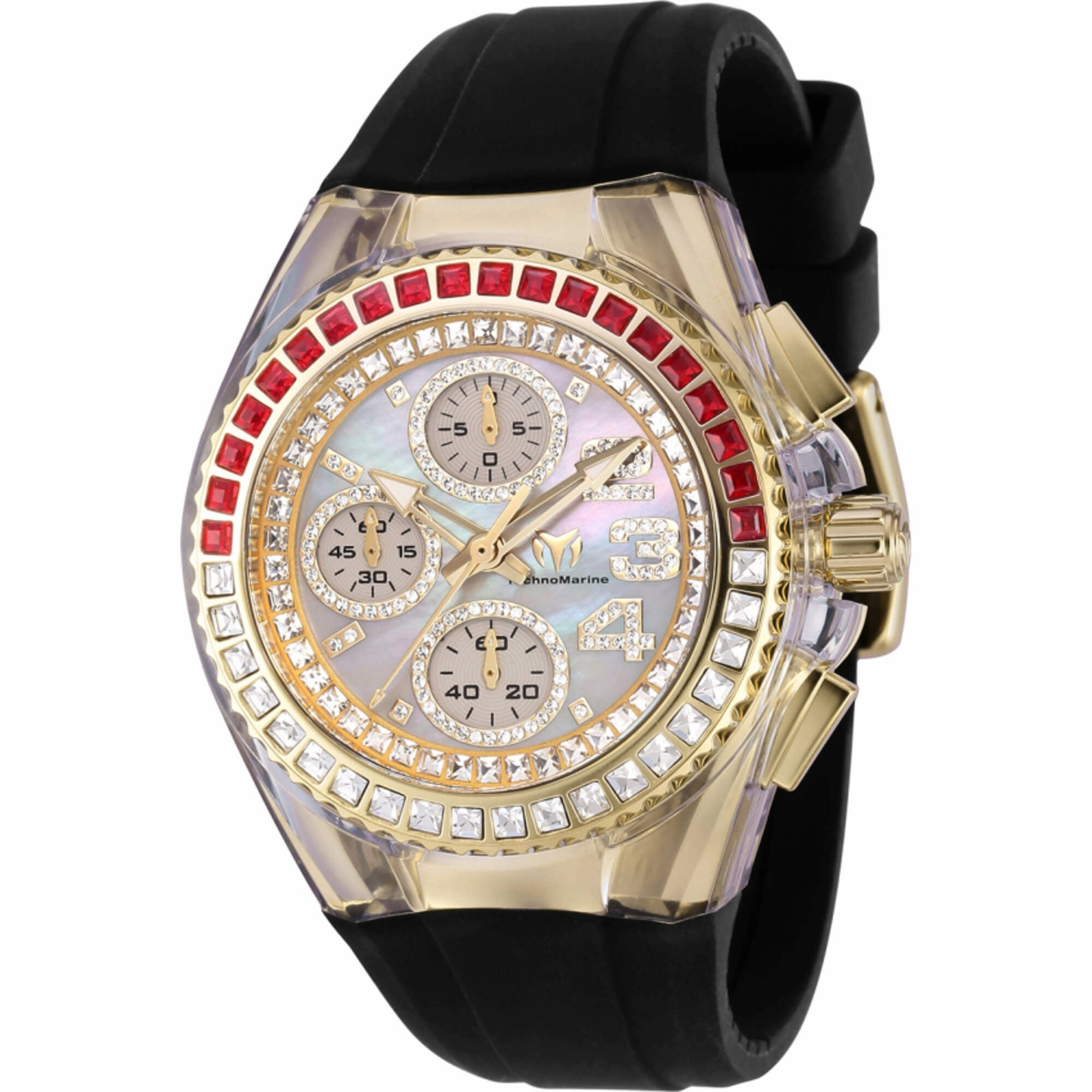Technomarine Women's Watch - Cruise Glitz White MOP Dial Black Strap | TM-121063