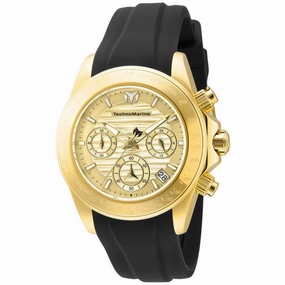 Technomarine Women's Watch - Manta Quartz Gold Tone Dial Black Strap | TM-219041
