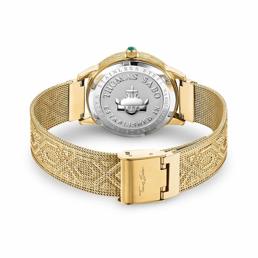 Thomas Sabo Malachite Dial Yellow Stainless Steel Embossed Womens Watch