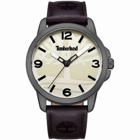 Timberland Men's Watch - Quartz Cream Dial Brown Genuine Leather Strap | TDWGA9002504