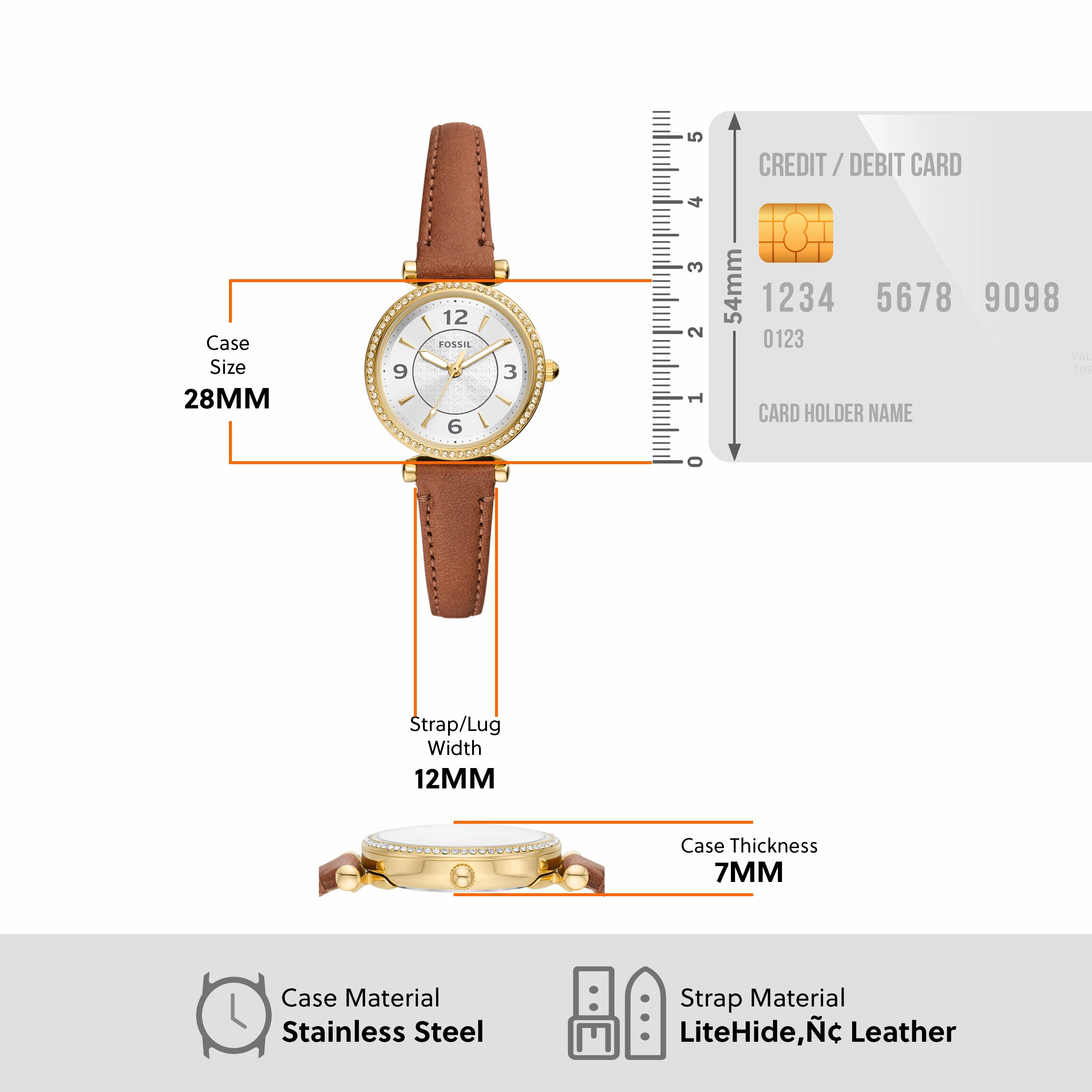 Timeless Carlie Brown Leather Watch by Fossil - ES5297