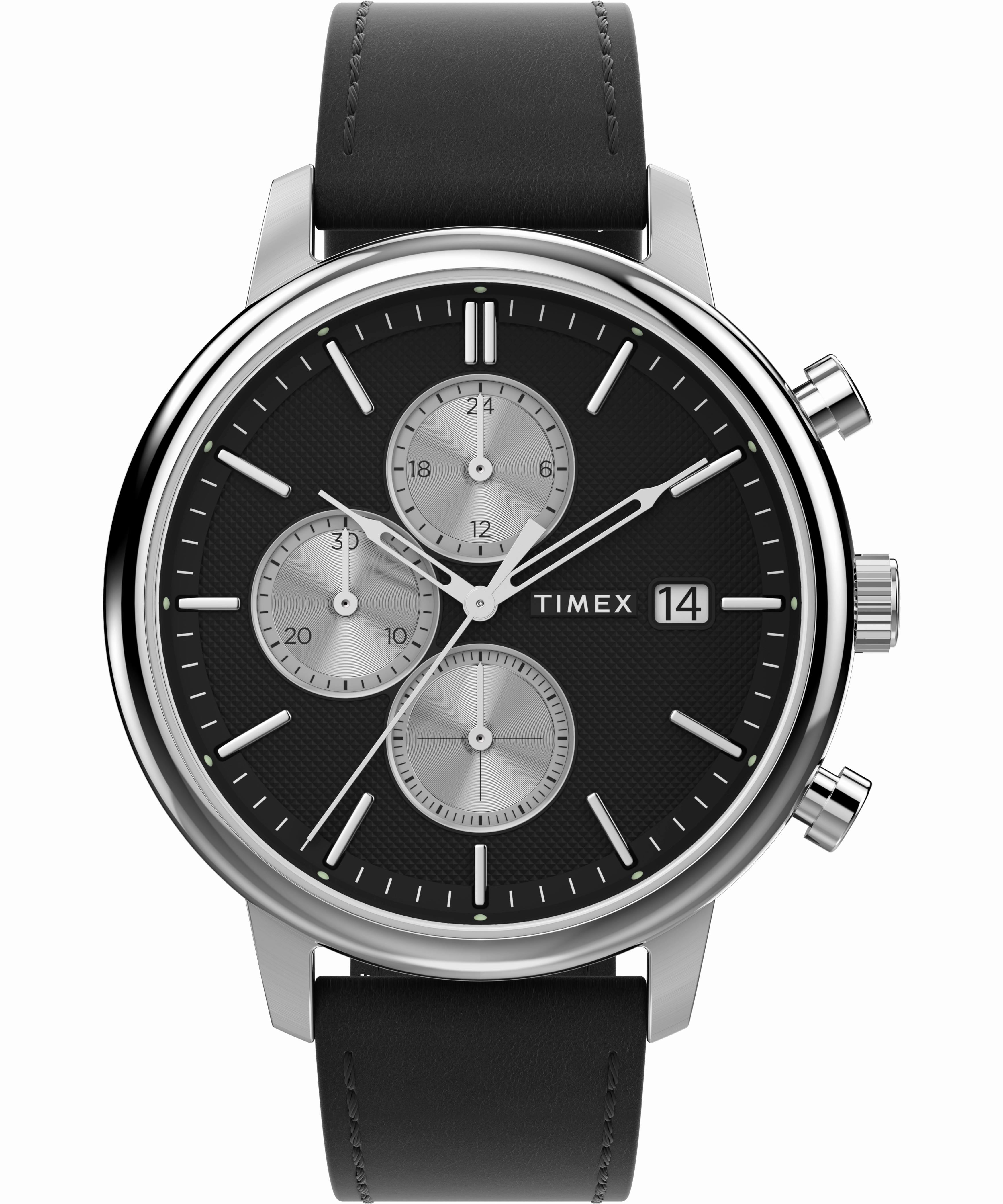 Timex Chicago 45mm Leather Black Dial Watch TW2W13100