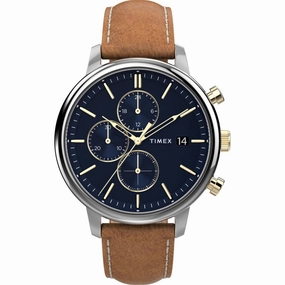 TIMEX Chronograph 45mm Leather Strap Watch