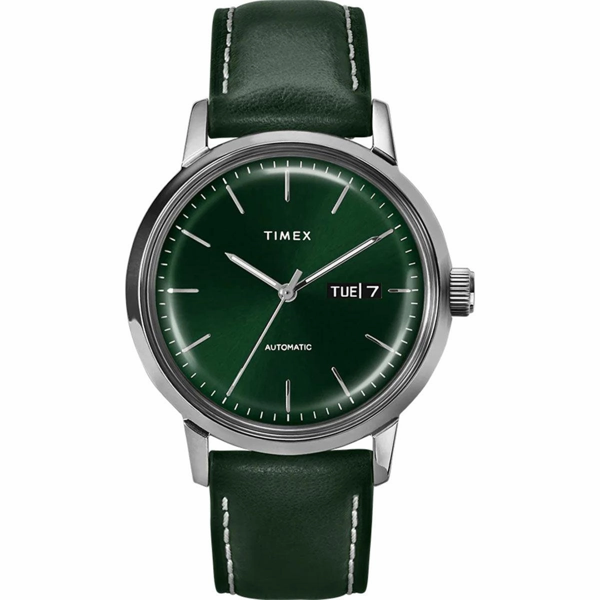 Timex Men's Automatic Watch - Marlin Green Dial Leather Strap | TW2U11900ZV