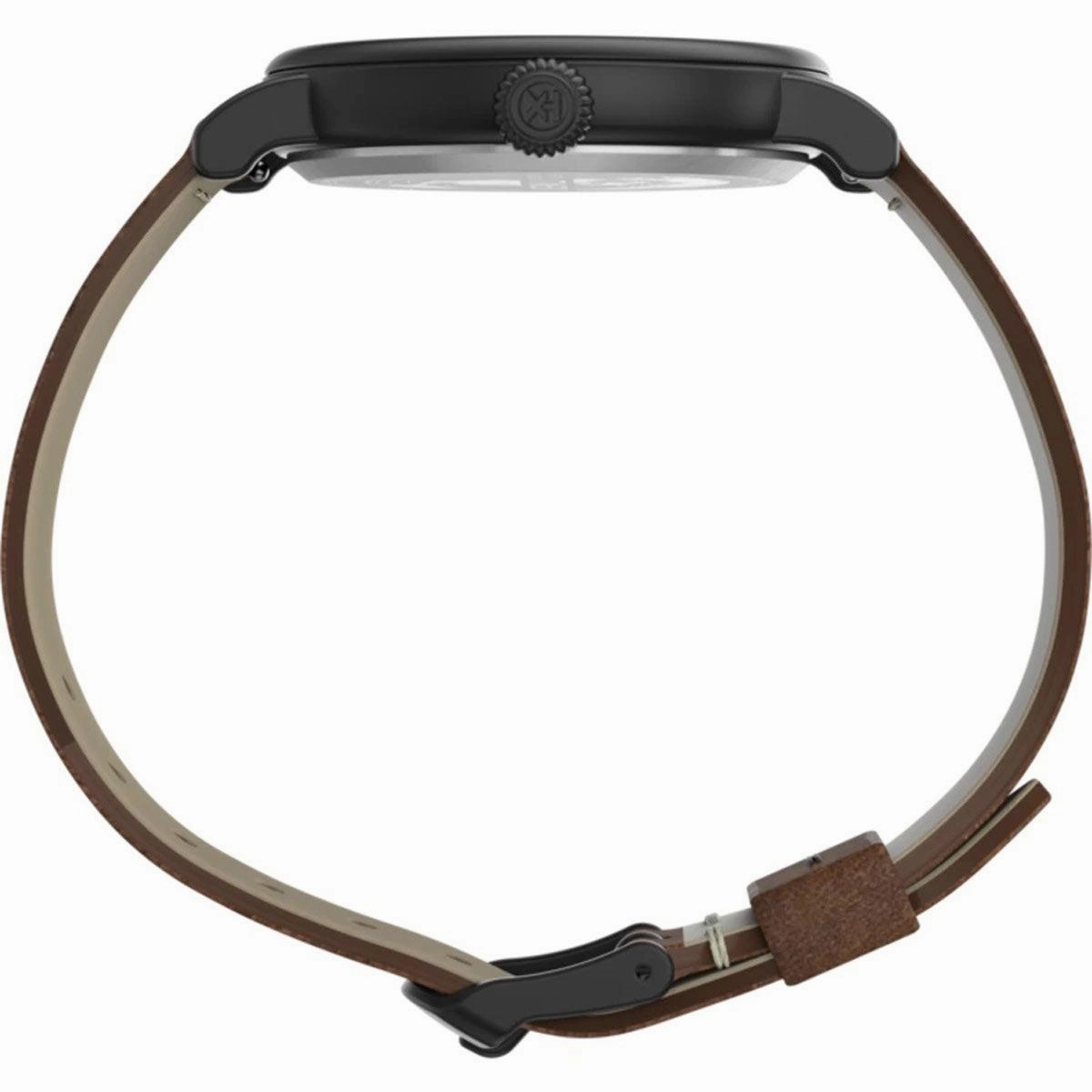 Timex Men's Quartz Watch - Standard Black Dial Brown Leather Strap | TW2T69300VQ