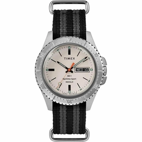 Timex Men's Quartz Watch - Todd Snyder Cream Dial Black and Gray Strap | TW2R83400JR