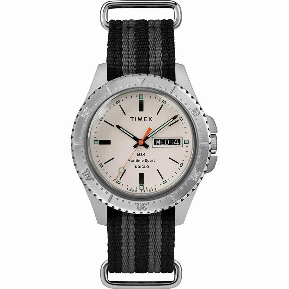 Timex Men's Quartz Watch - Todd Snyder Cream Dial Black and Gray Strap | TW2R83400JR