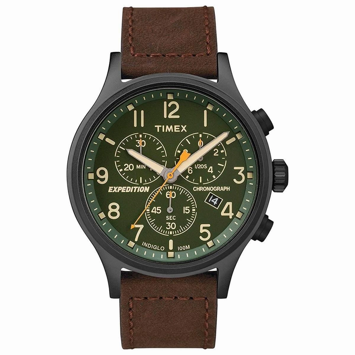 Timex Men's Strap Watch - Expedition Scout Chronograph Green Dial | TW4B15800