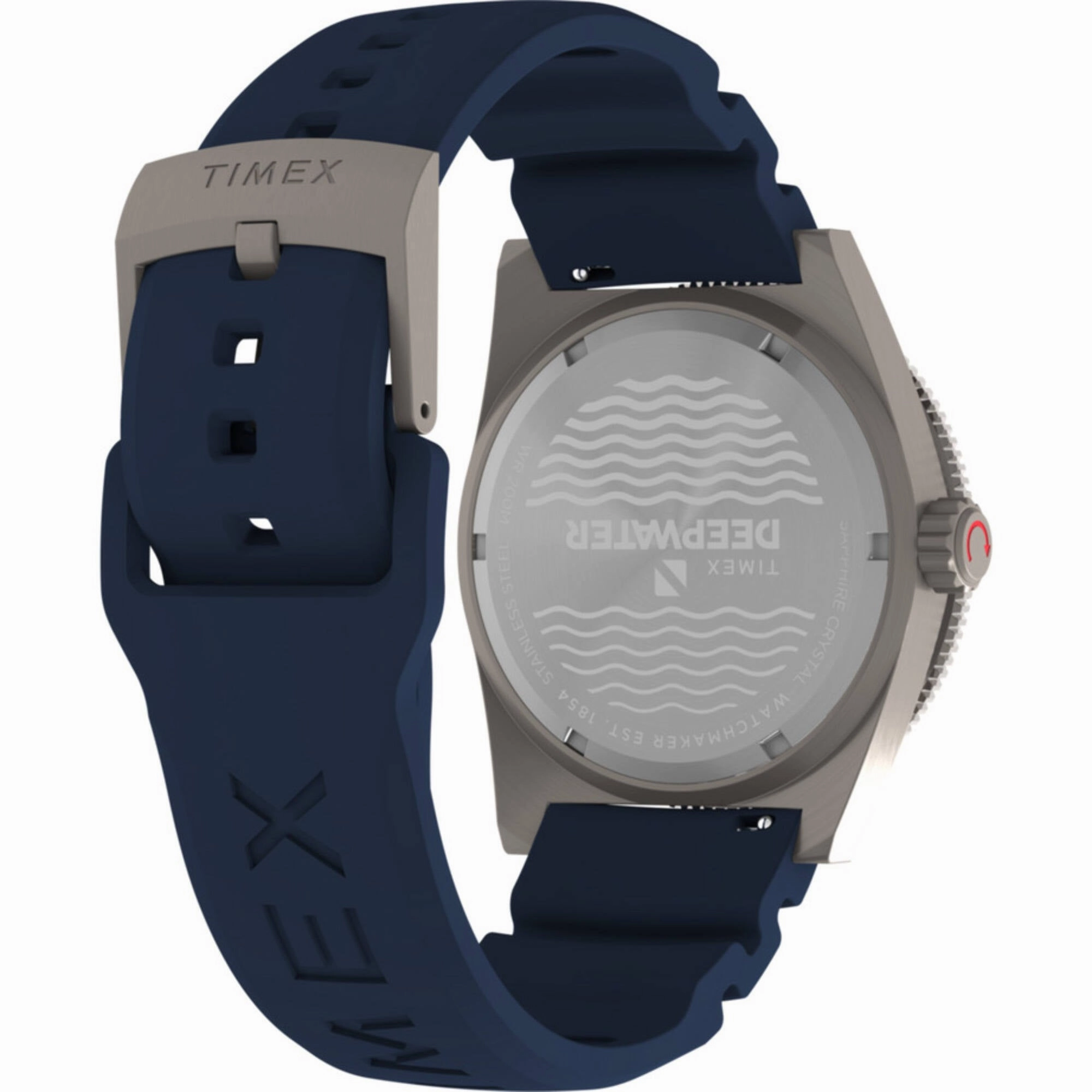 Timex Men's Watch - Deepwater Reef GMT Black Dial Blue Rubber Strap Dive | TW2W75100