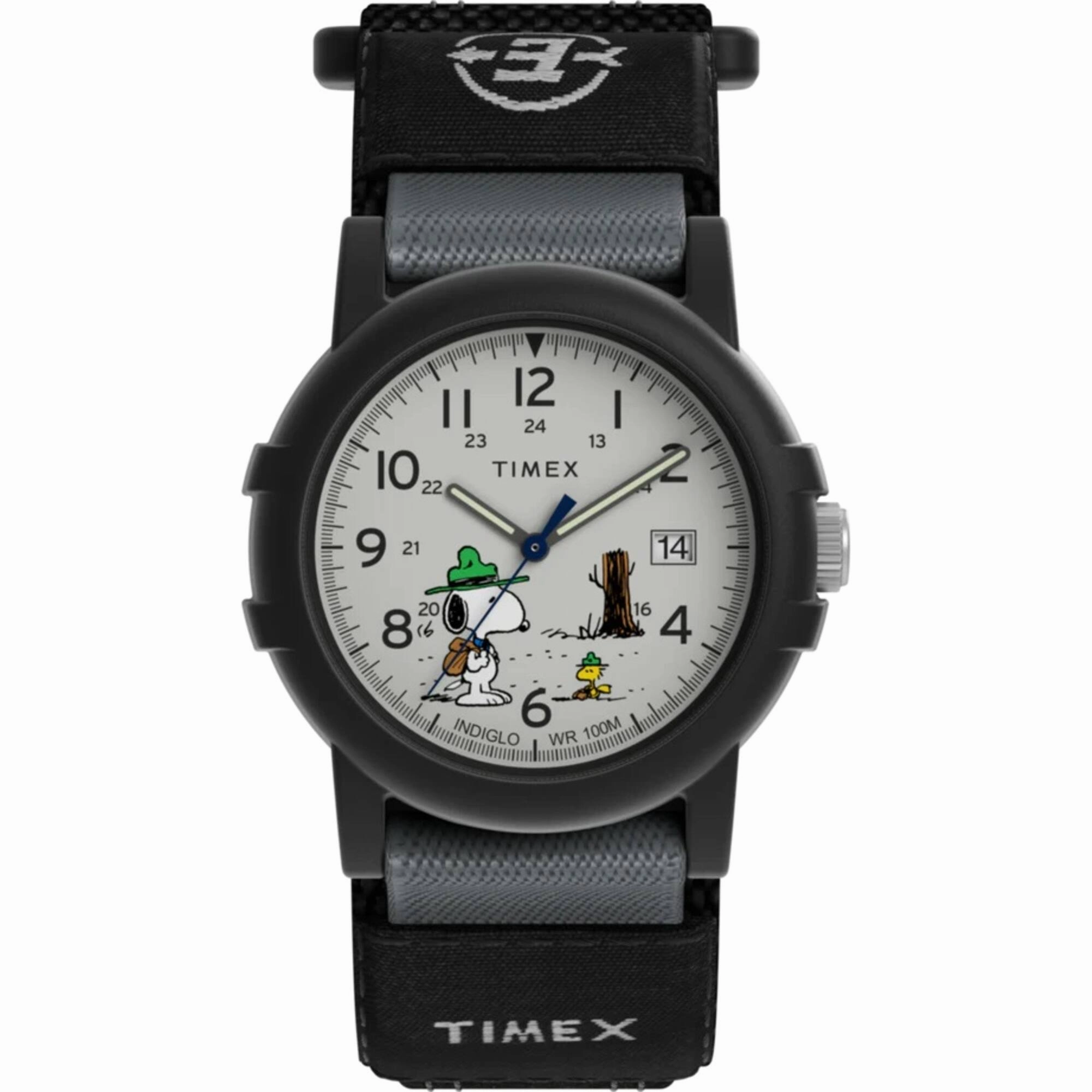 Timex Men's Watch - Expedition Peanuts Beagle Scout Black Fabric Strap | TW4B29100