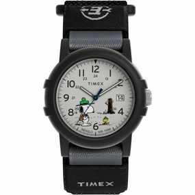 Timex Men's Watch - Expedition Peanuts Beagle Scout Black Fabric Strap | TW4B29100