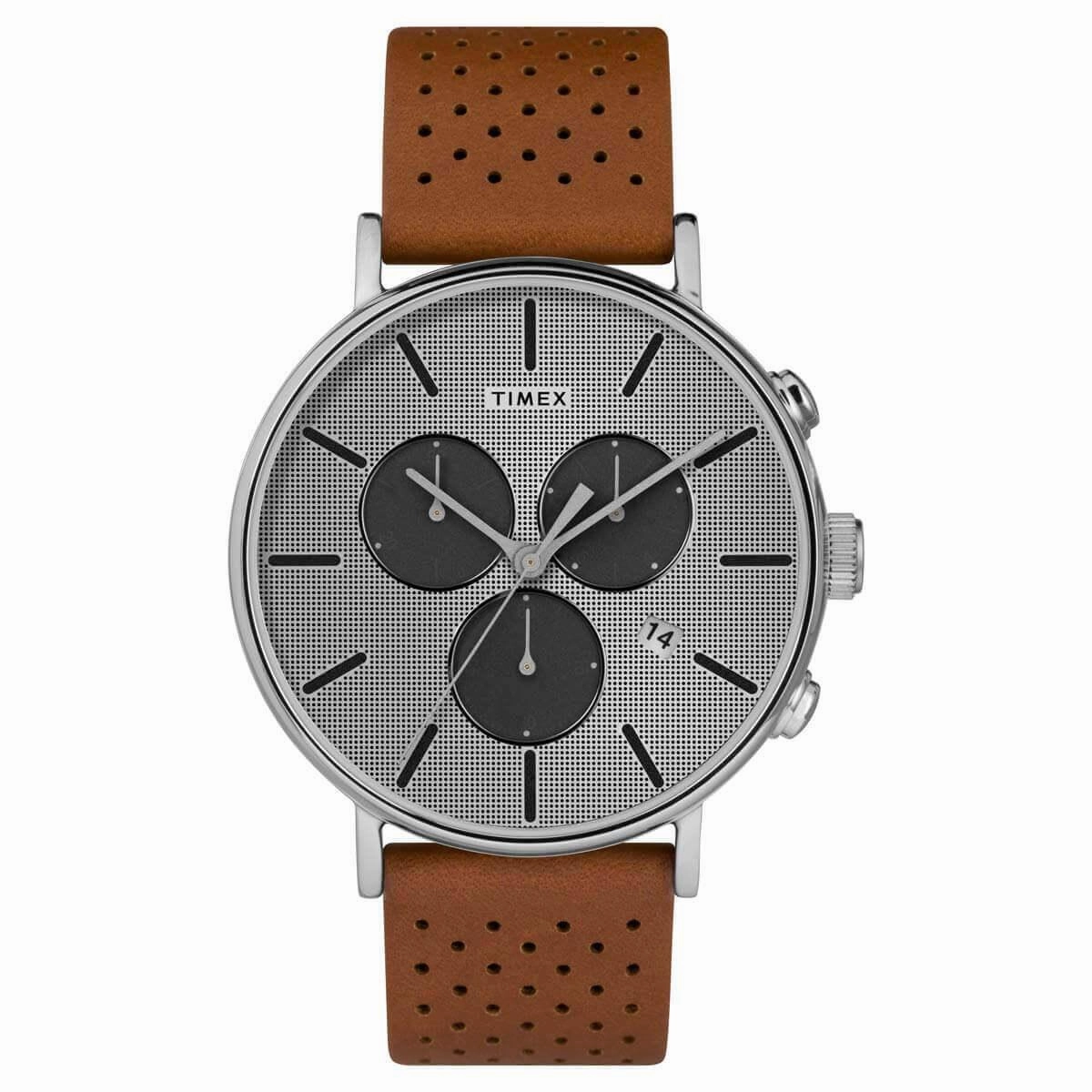 Timex Men's Watch - Fairfield Supernova Silver Tone Dial Tan Strap | TW2R79900VQ