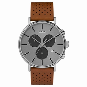 Timex Men's Watch - Fairfield Supernova Silver Tone Dial Tan Strap | TW2R79900VQ