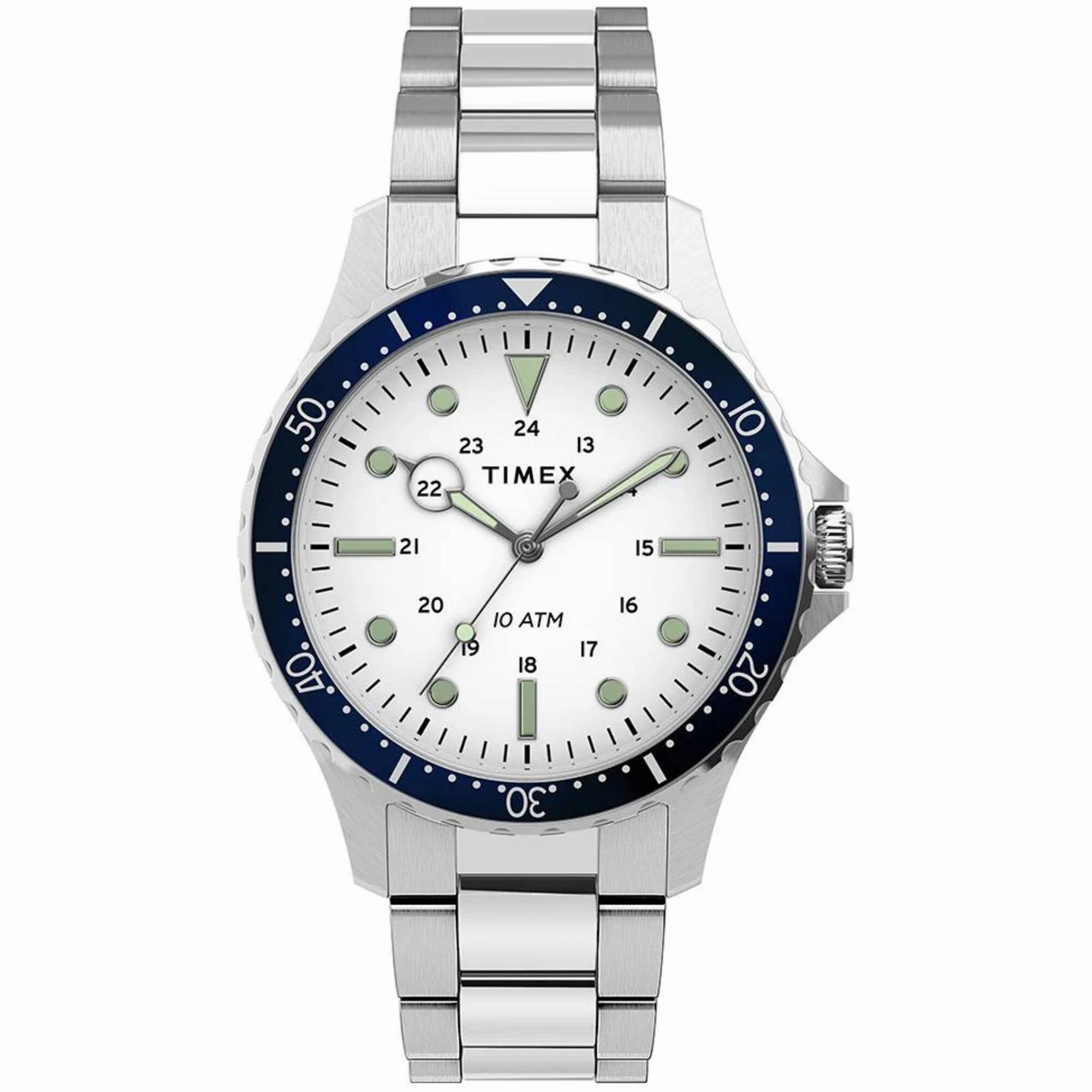 Timex Men's Watch - Navi XL Quartz White Dial Stainless Steel Bracelet | TW2U10900