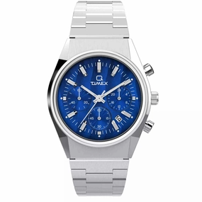 Timex Men's Watch - Q Timex Falcon Eye Blue Dial Silver Tone Bracelet | TW2W33700VQ