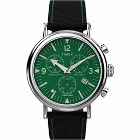 Timex Men's Watch - Standard Chronograph Green Dial Black Fabric Strap | TW2V43900