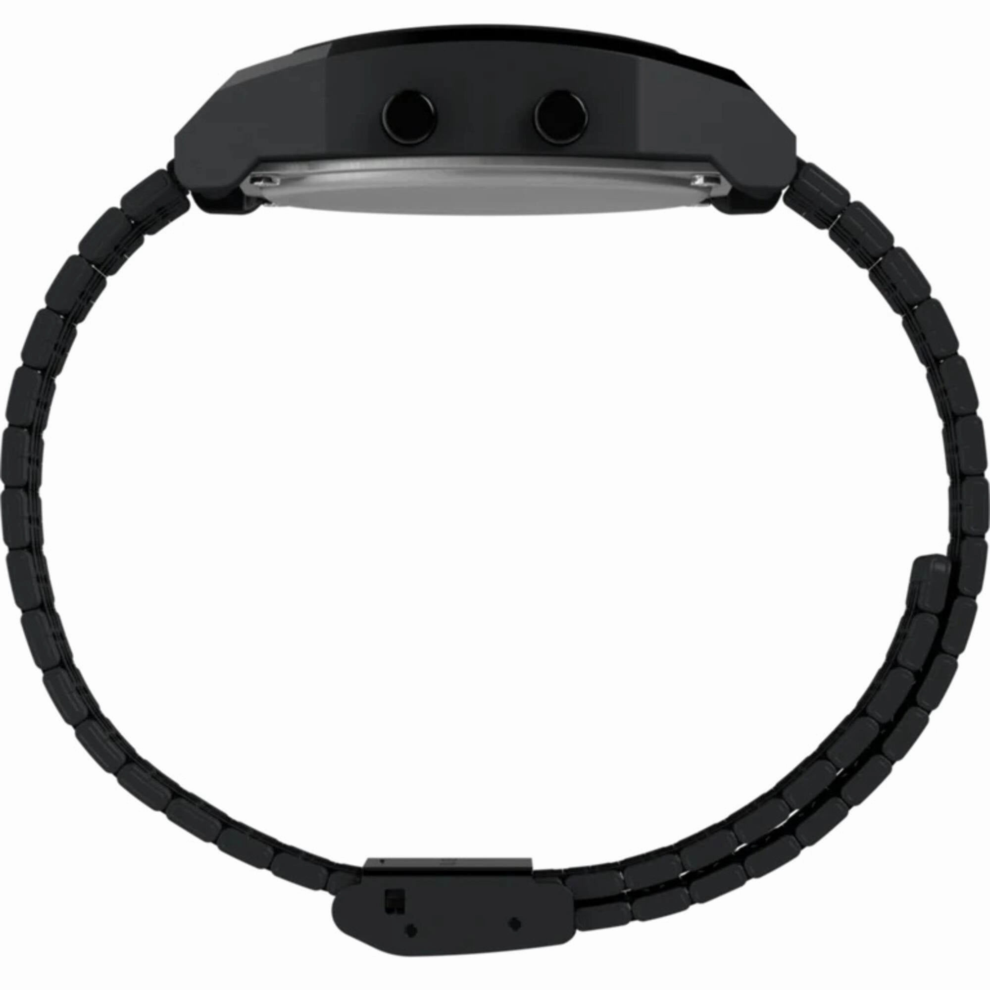 Timex Men's Watch - T80 Grey Digital Dial Black Stainless Steel Bracelet | TW2W91600