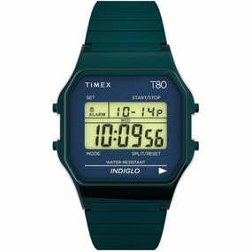 Timex Unisex Watch - T80 Blue and Grey Digital Dial Expansion Band | TW2U93800YB