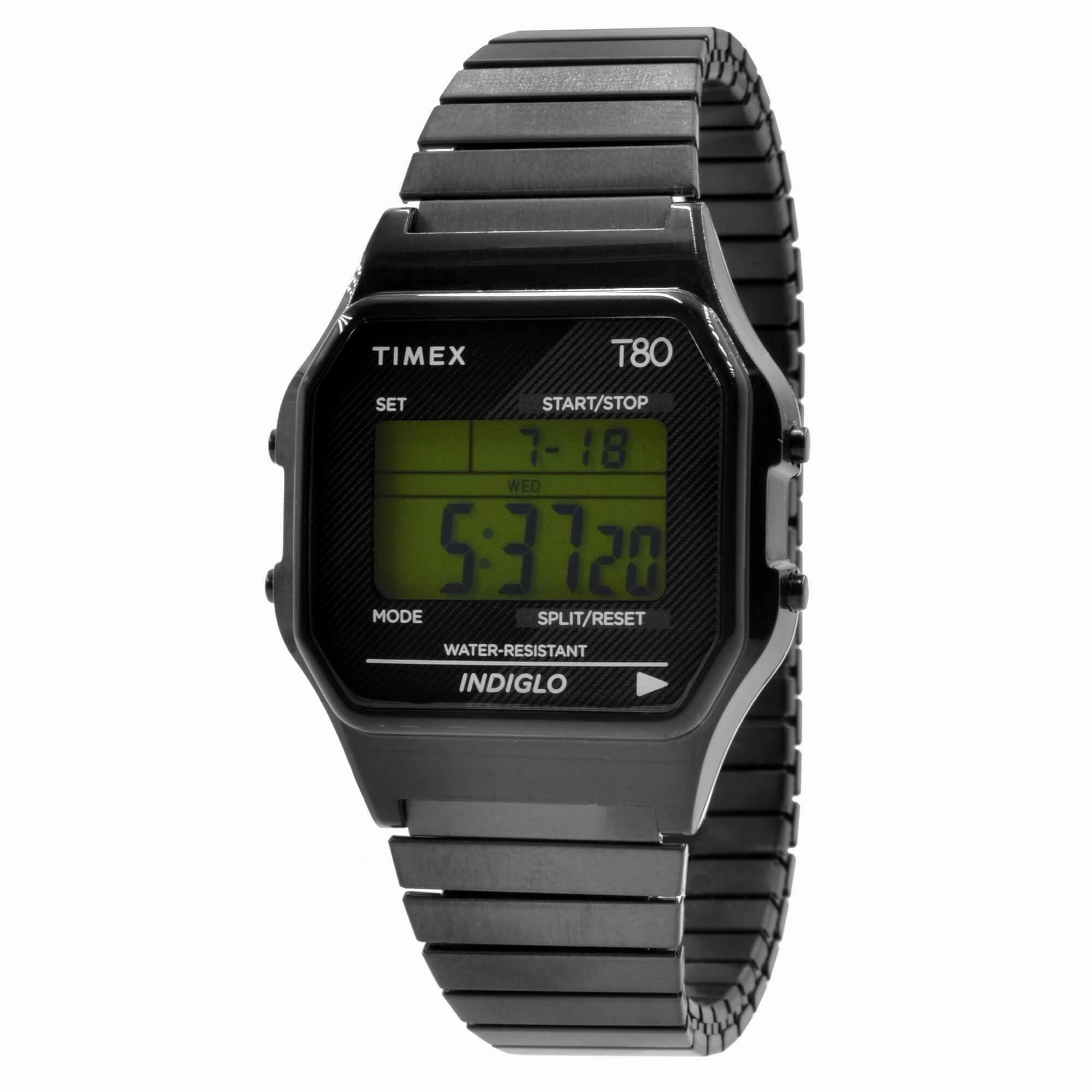 Timex Unisex Watch - T80 Grey Dial Black Stainless Steel Expansion Band | TW2R67000