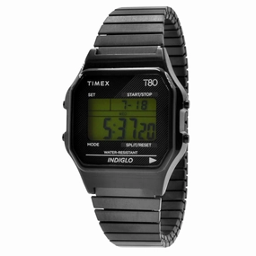 Timex Unisex Watch - T80 Grey Dial Black Stainless Steel Expansion Band | TW2R67000