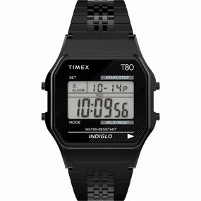 Timex Unisex Watch - T80 Grey Dial Silver Stainless Steel Bracelet Digital | TW2R79400