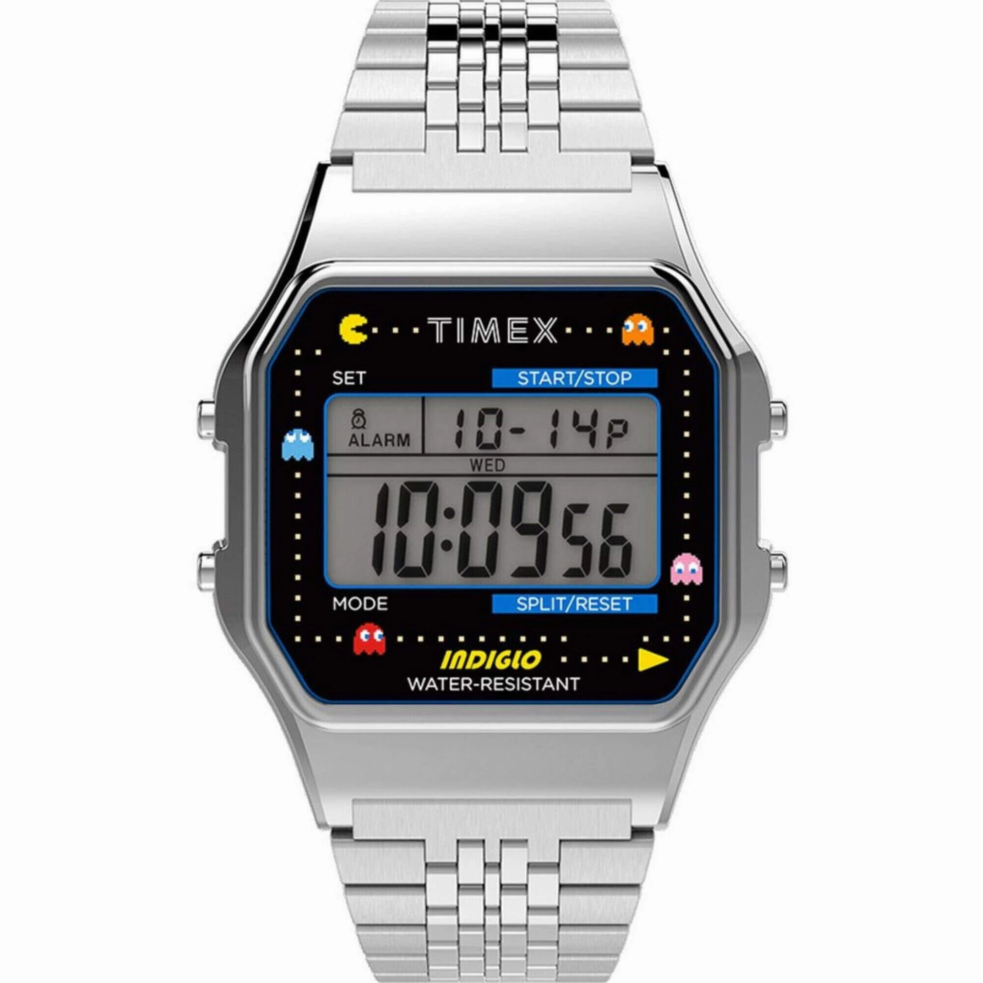 Timex Unisex Watch - T80 Pac-Man Grey Digital Dial Silver Tone Bracelet | TW2U31900YB