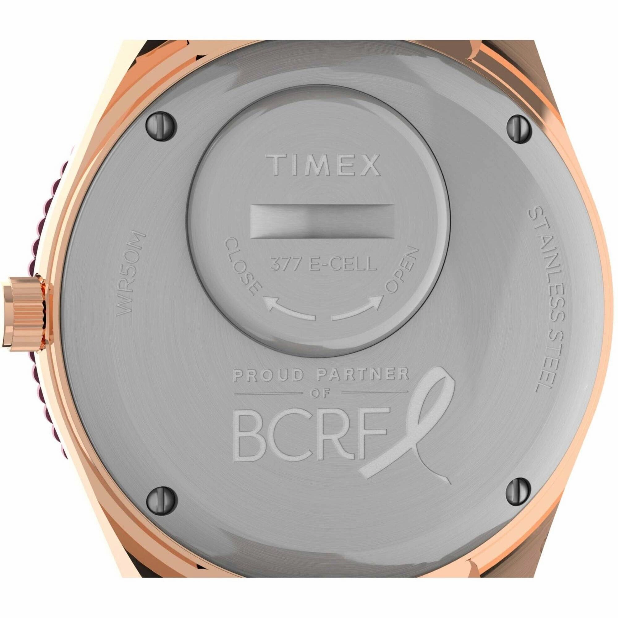 Timex Women's Watch - Q x BCRF Quartz Rose Gold Dial Two Tone Bracelet | TW2V52700