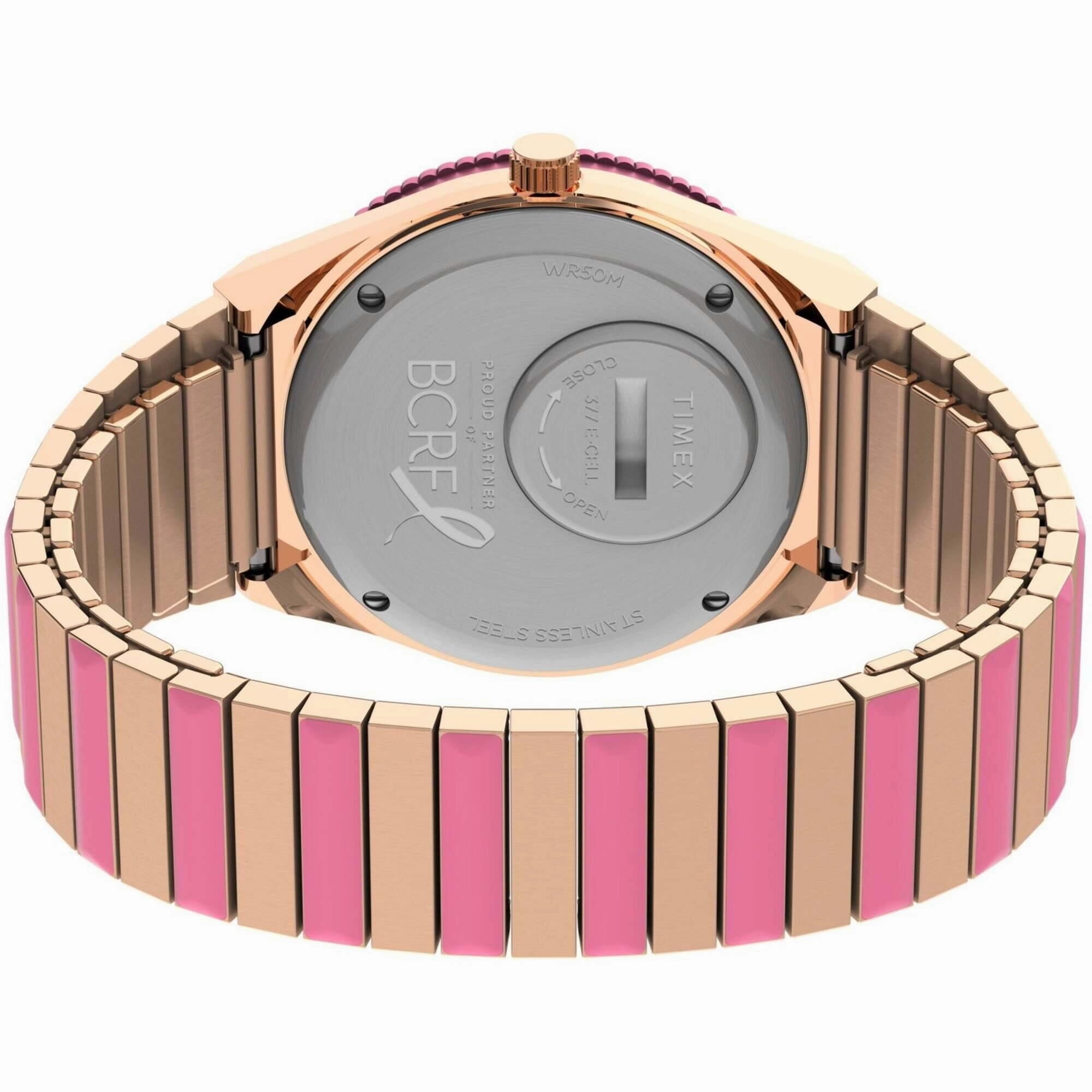 Timex Women's Watch - Q x BCRF Quartz Rose Gold Dial Two Tone Bracelet | TW2V52700