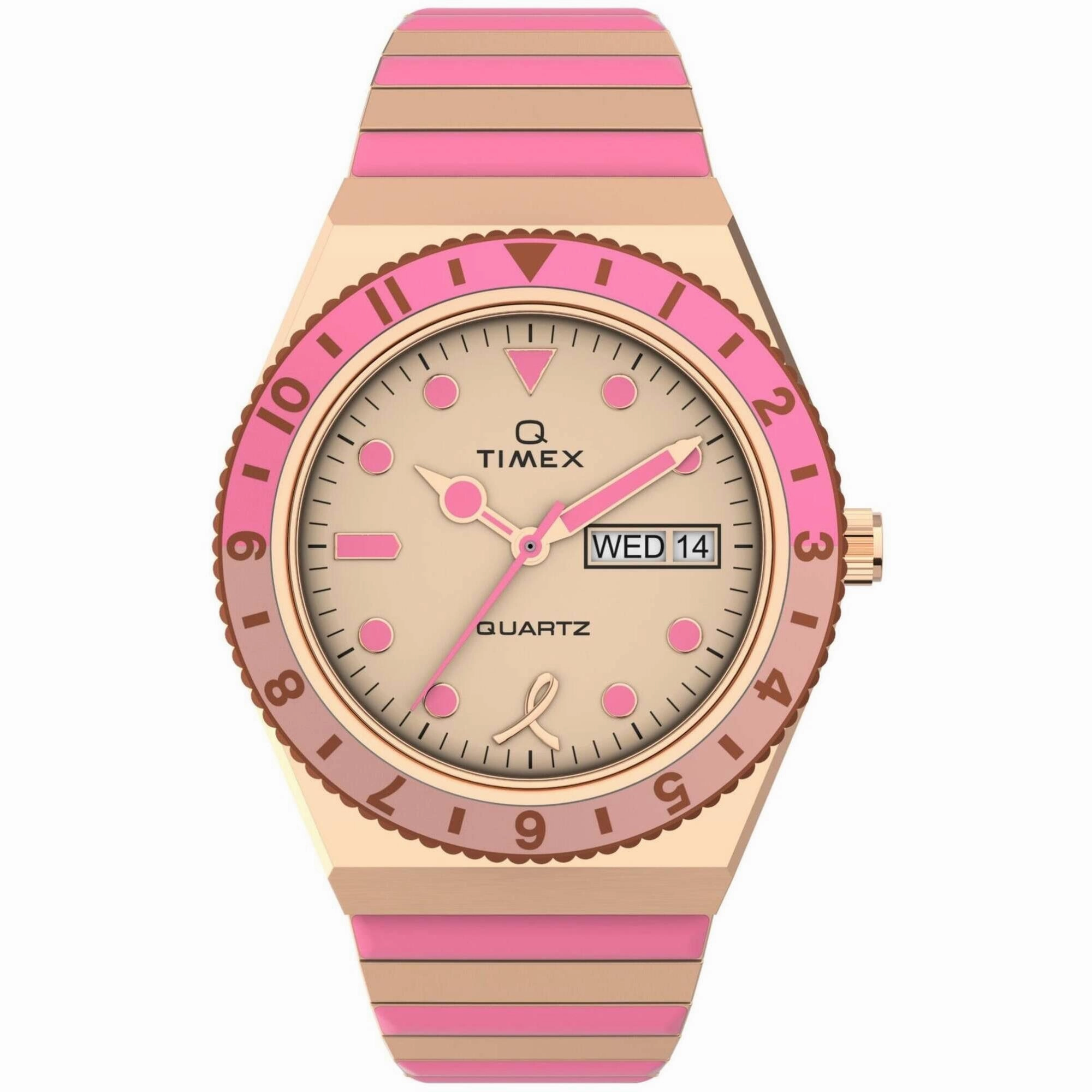 Timex Women's Watch - Q x BCRF Quartz Rose Gold Dial Two Tone Bracelet | TW2V52700