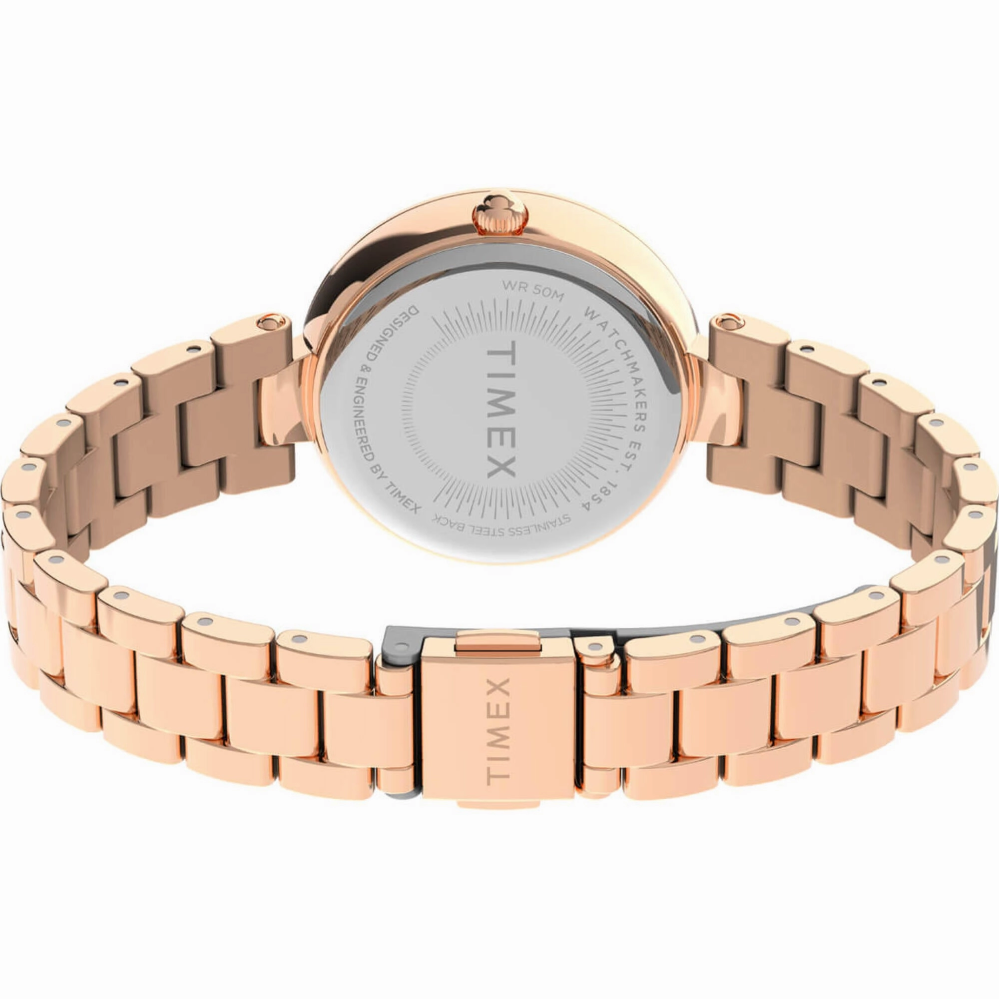 Timex Women's Watch - Trend Crystal Bezel Blue Dial Rose Gold Bracelet | TW2V24600