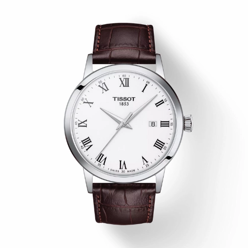 Tissot Classic Dream Watch with Leather Strap and White Dial