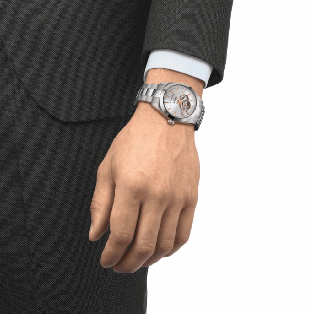 Tissot Powermatic Open Heart Silver Dial Stainless Steel Men Watch T1274071103101