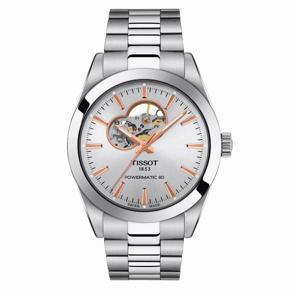 Tissot Powermatic Open Heart Silver Dial Stainless Steel Men Watch T1274071103101