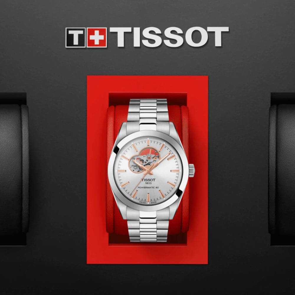 Tissot Powermatic Open Heart Silver Dial Stainless Steel Men Watch T1274071103101