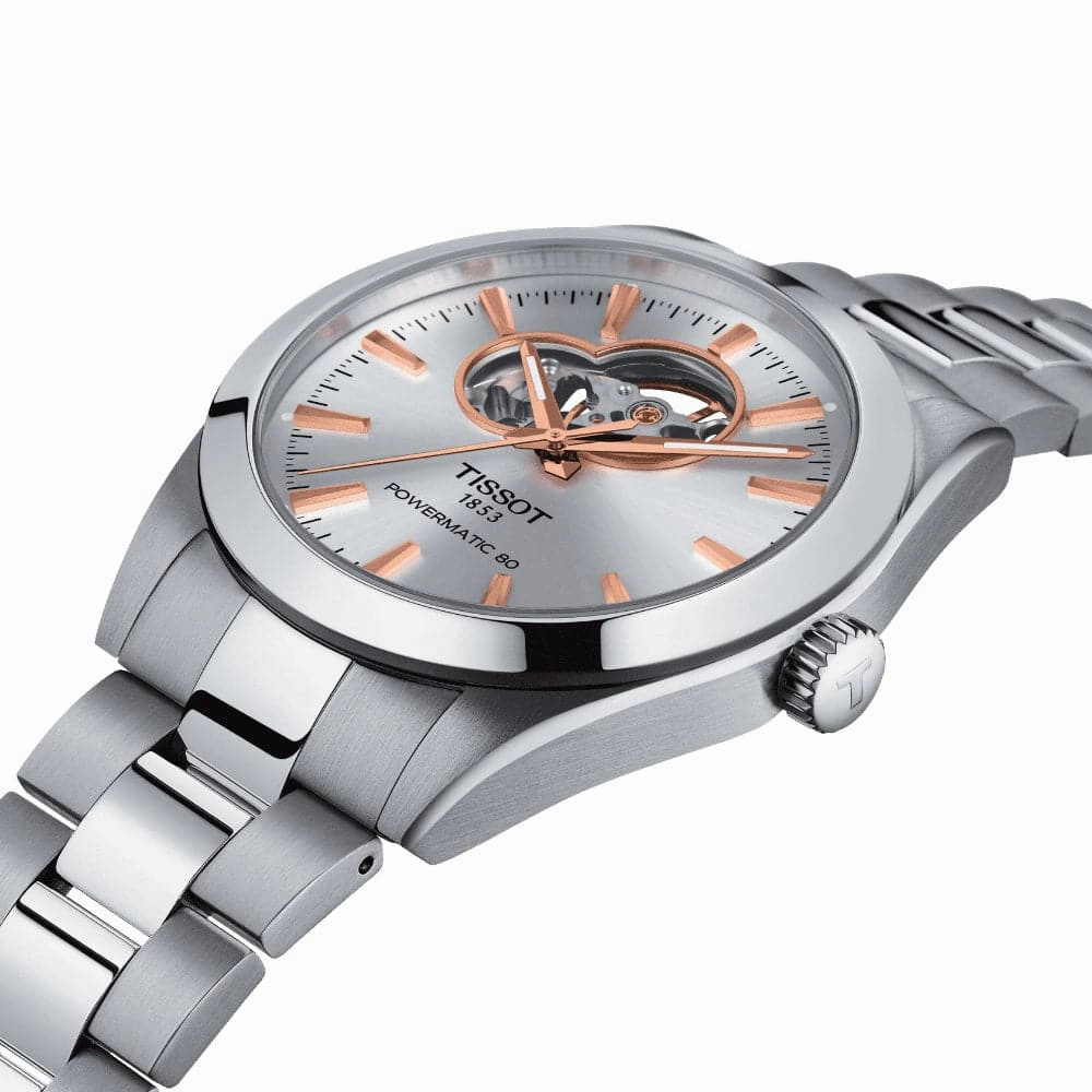 Tissot Powermatic Open Heart Silver Dial Stainless Steel Men Watch T1274071103101