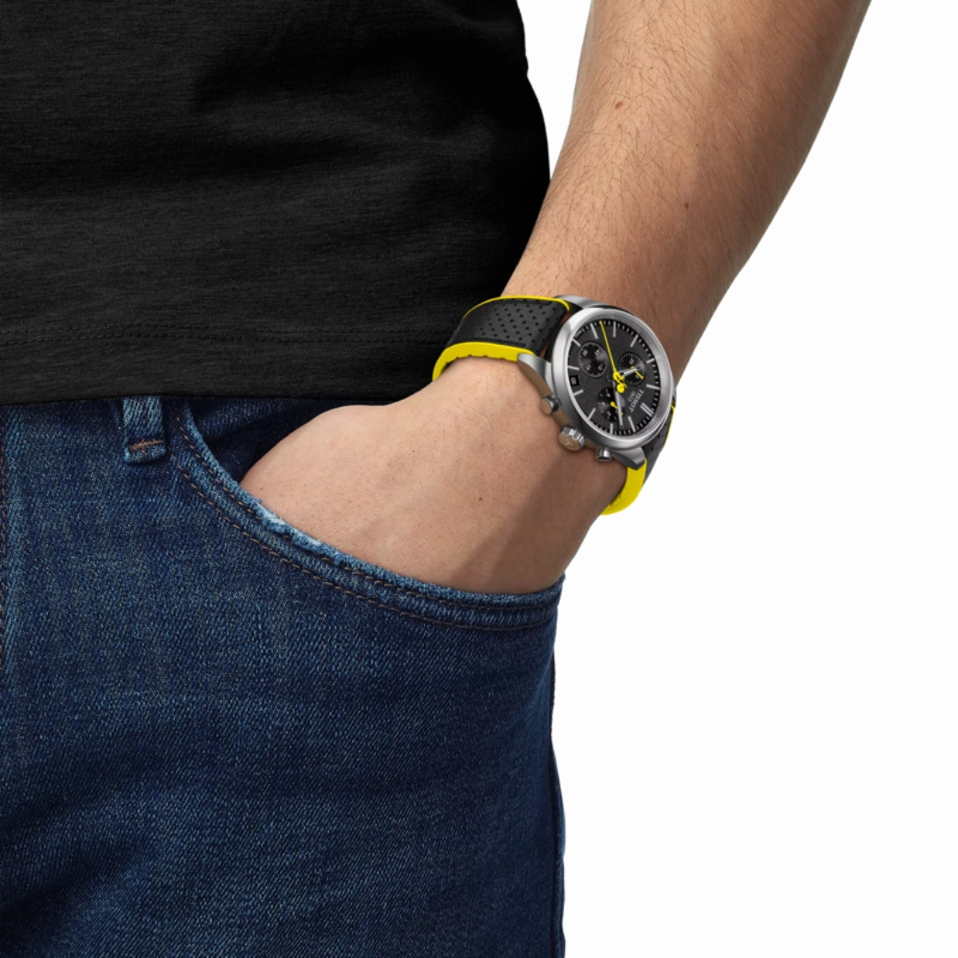 Tissot PR100 Tour De France 2024 Asphalt Stainless steel Watch with Interchangeable Strap and Black Dial